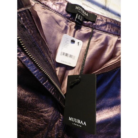 Muubaa x Free People Pewter High Waist Leather Pants 2 NEW - Picture 9 of 13